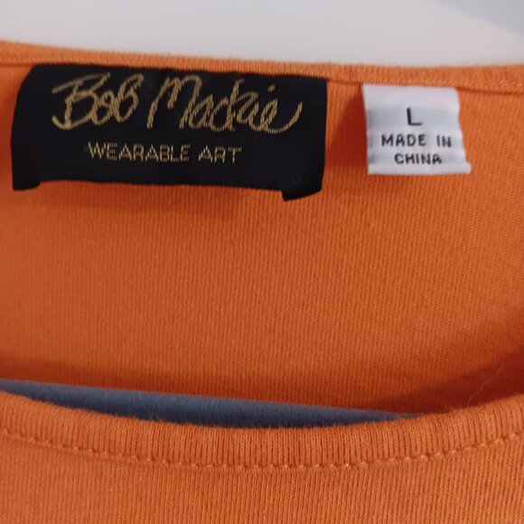 BOB MACKIE WOMEN'S LARGE  ORANGE CAT GRAPHIC TEE - Picture 2 of 7